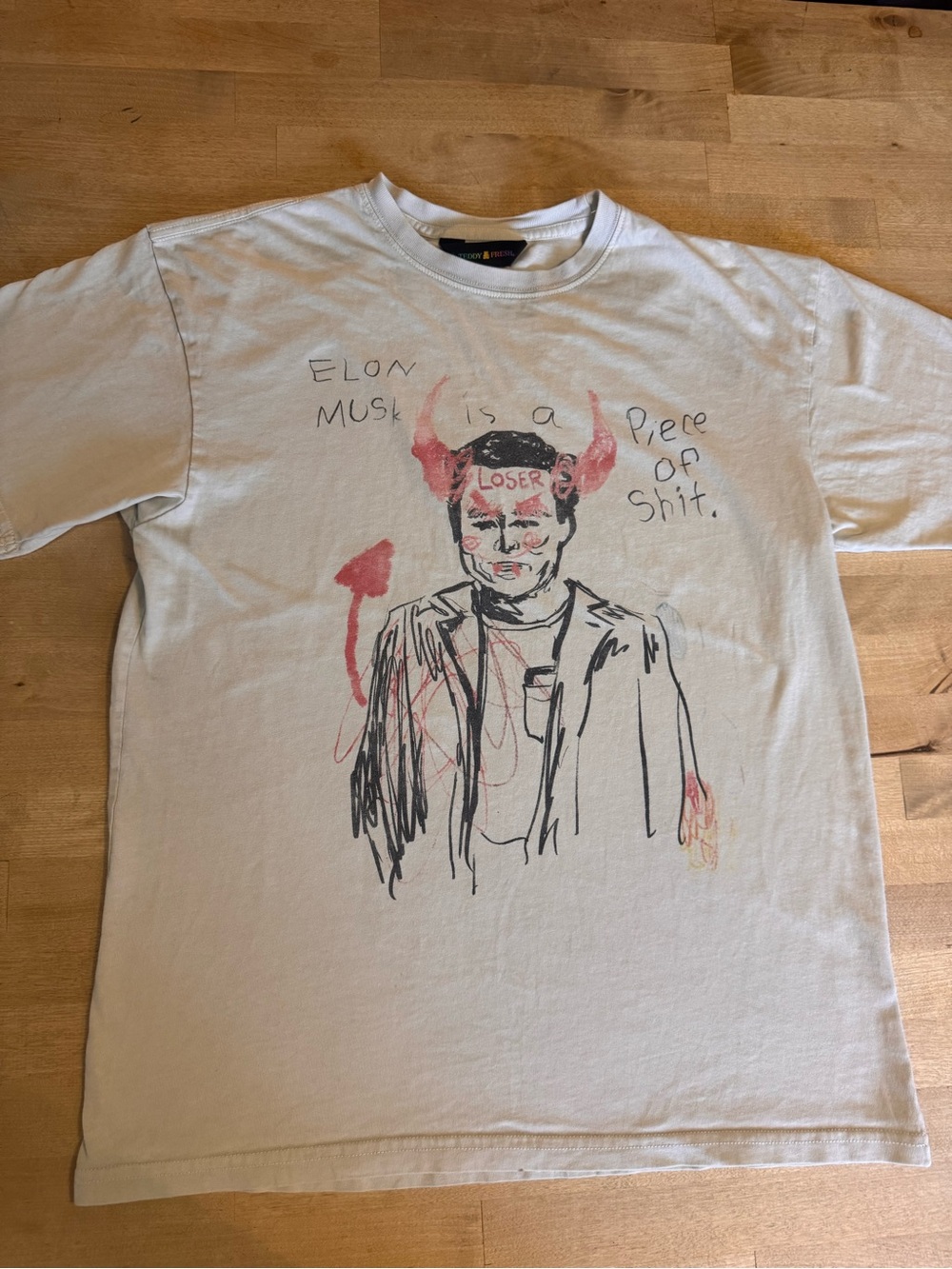 Teddy Fresh Elon Musk graphic tee in cream